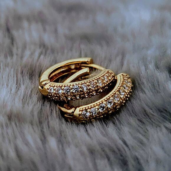 Gold Plated Huggie Earrings - Picture 8 of 10